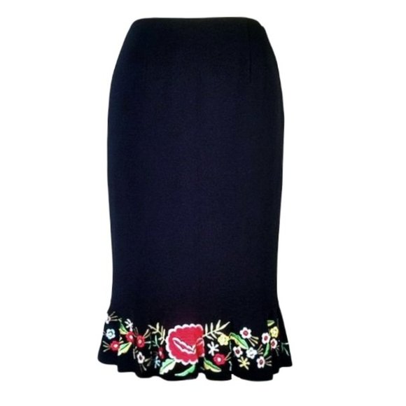 Moschino Dresses & Skirts - Moschino Skirt  Black  Floral Embroidered  Peplum